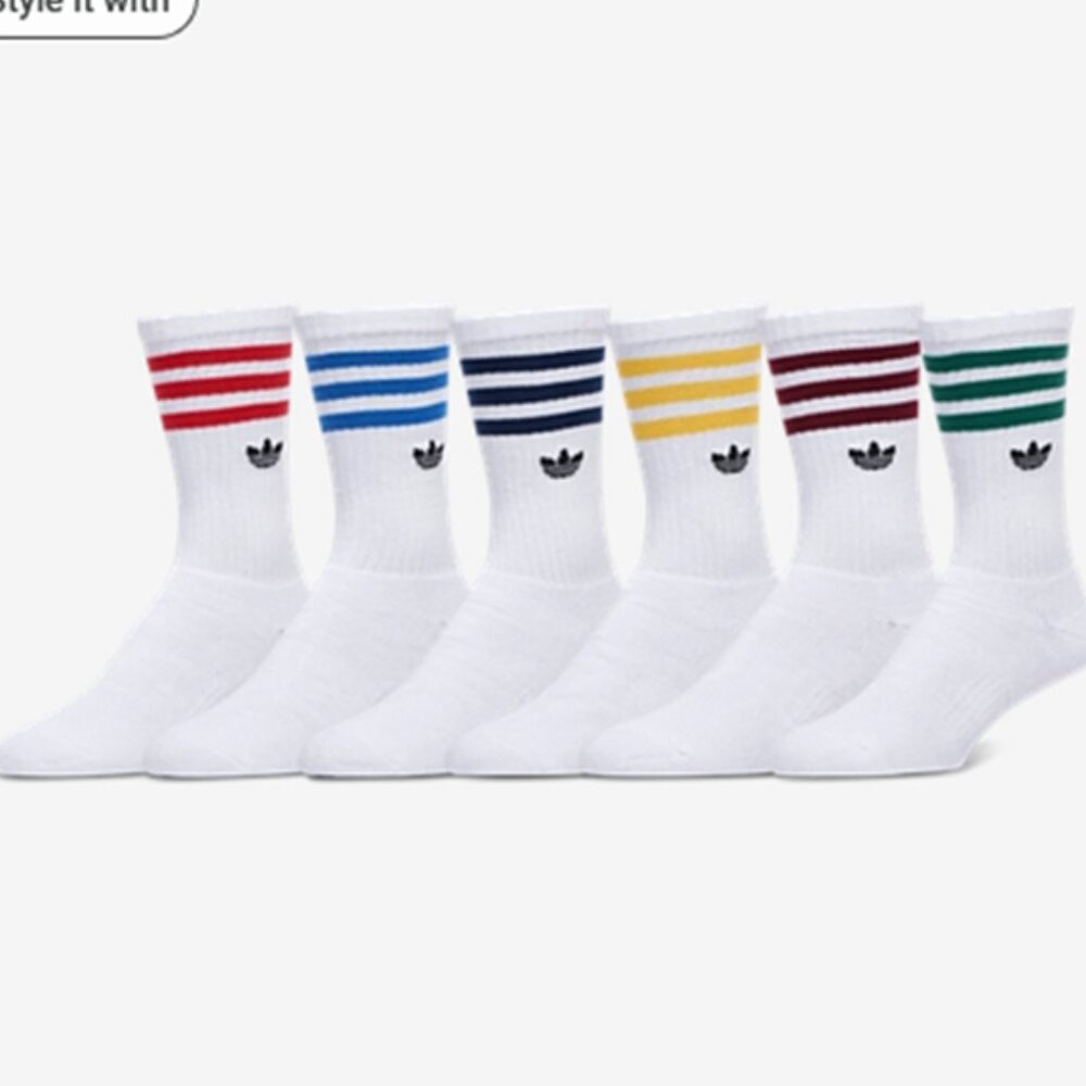 Adidas Originals 6-pair Retro CREW socks 6pk sport socks white 6-12